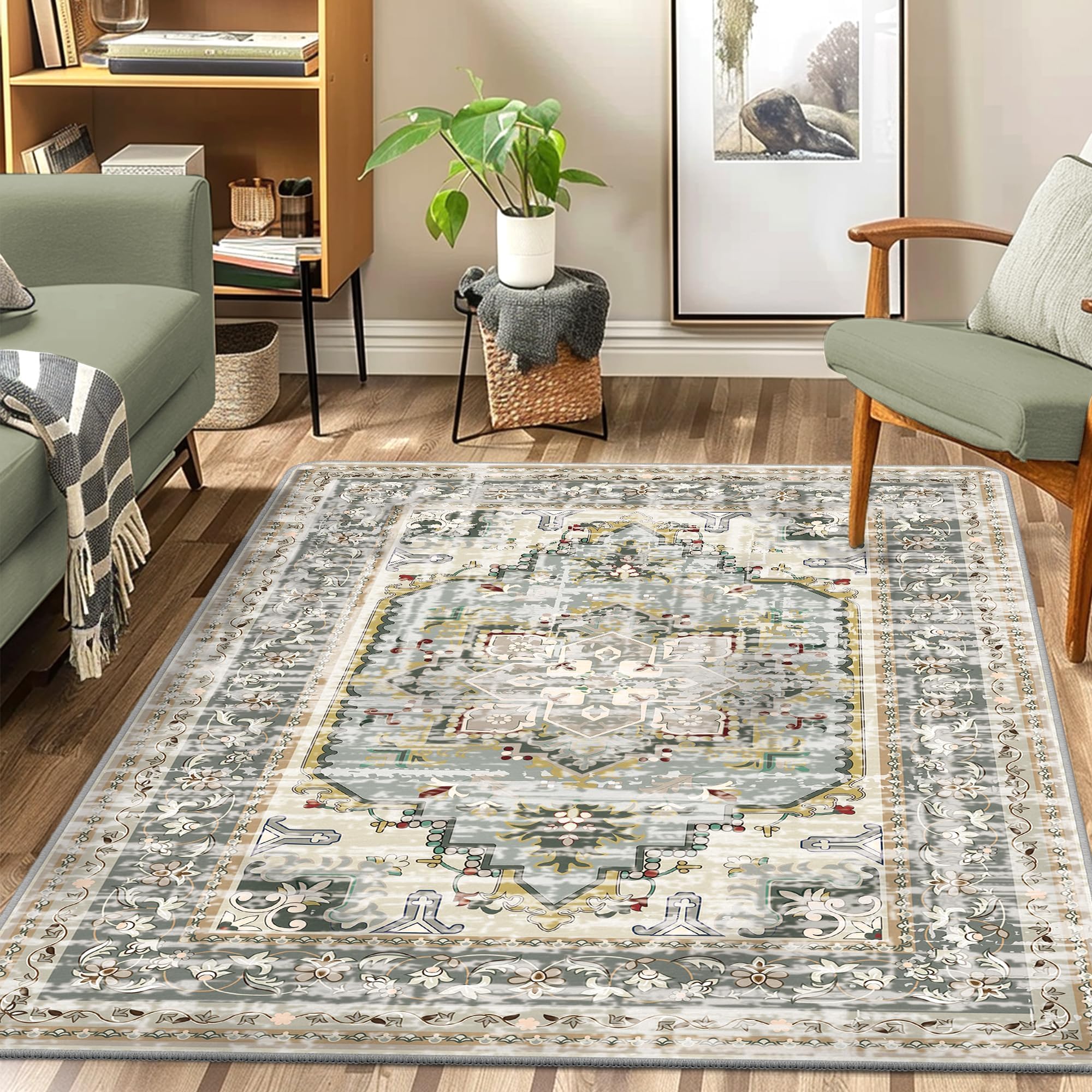 Amazon.com: NORTHERN BROTHERS Washable Area Rug - Boho 4x6 Living